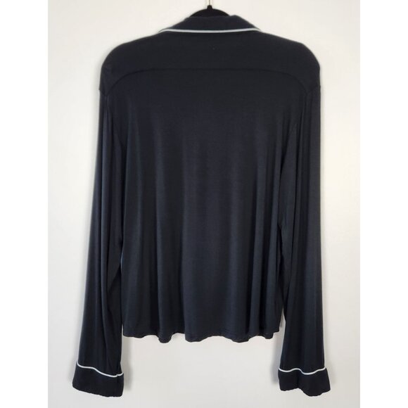 Cozy Earth Women's Black W White Trim Large Tall Bamboo Long Sleeve Pajama Set - Picture 9 of 9